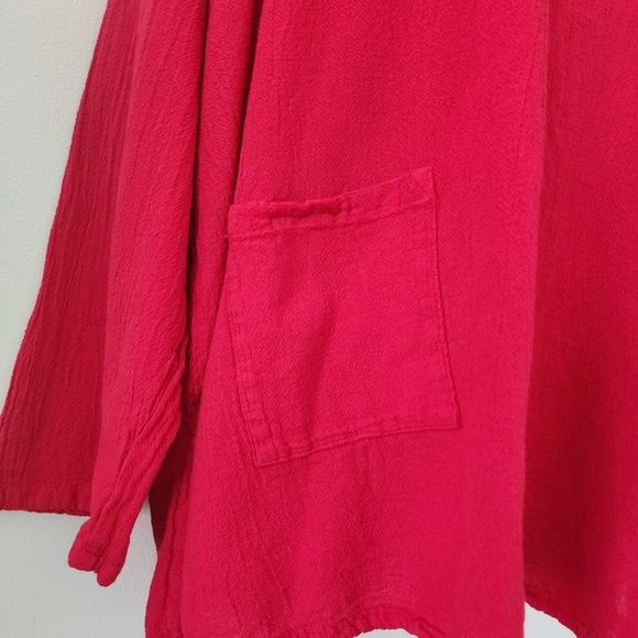 Oh My Gauze! Tortus Long Sleeve Cowl Neck Lagenlook Tunic Top Red One Size - Picture 7 of 12